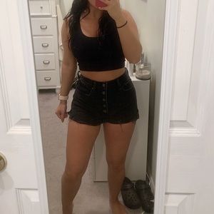 Black A&F Denim Mom Shorts